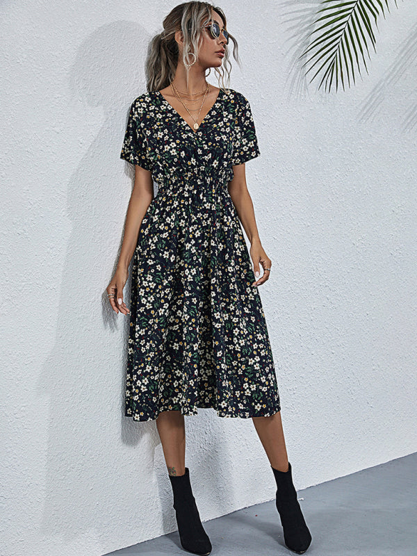 Casual Bohemian Print Square Neck Dress