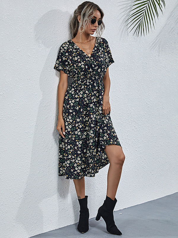Casual Bohemian Print Square Neck Dress