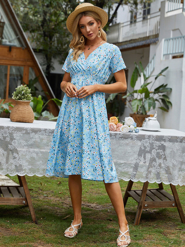 Casual Bohemian Print Square Neck Dress