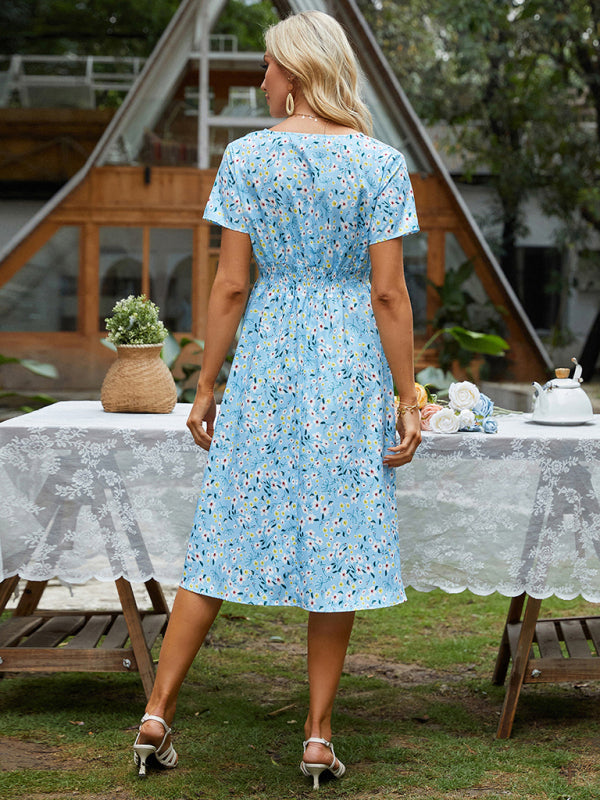 Casual Bohemian Print Square Neck Dress
