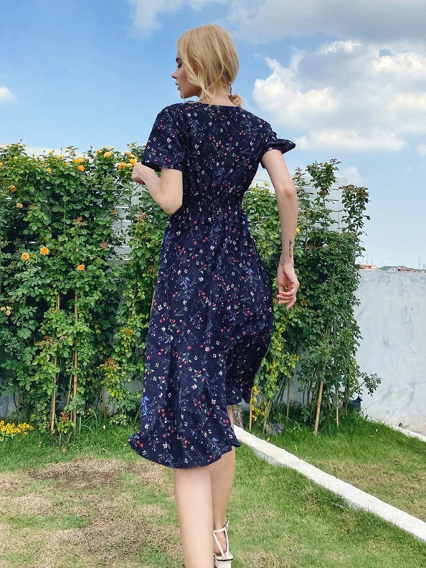 Casual Bohemian Print Square Neck Dress