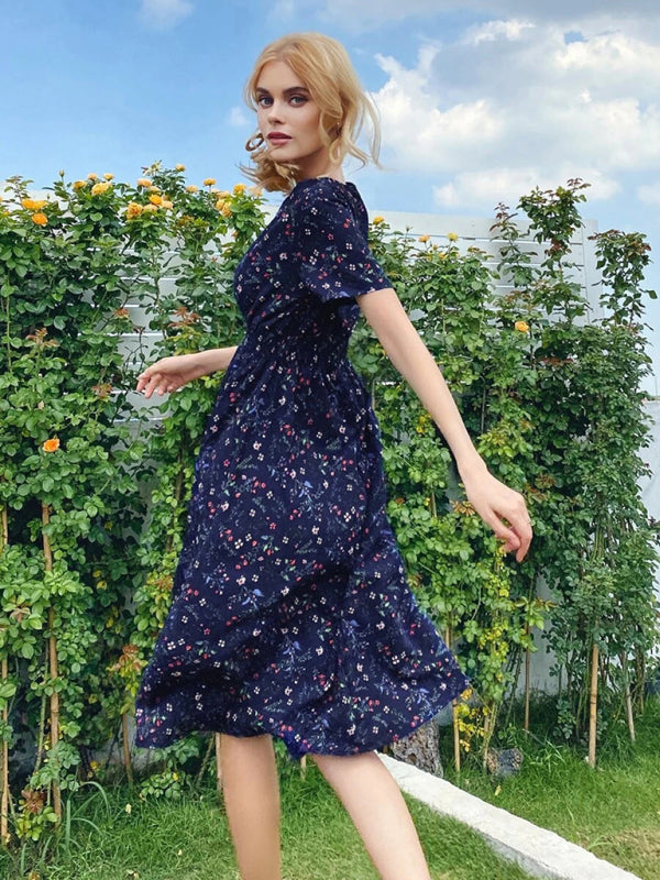 Casual Bohemian Print Square Neck Dress