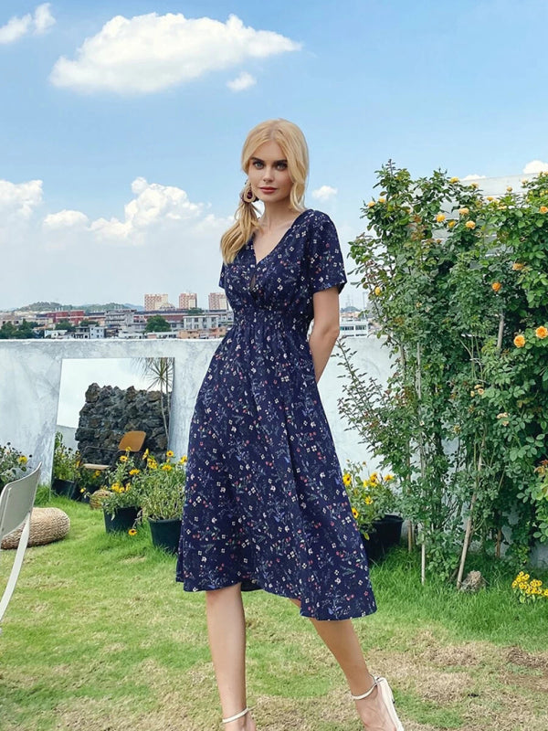 Casual Bohemian Print Square Neck Dress