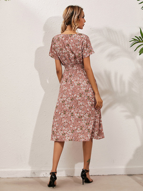 Casual Bohemian Print Square Neck Dress