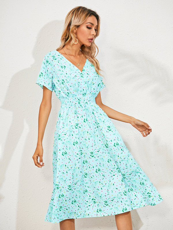 Casual Bohemian Print Square Neck Dress