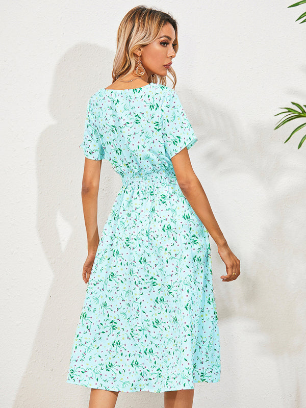 Casual Bohemian Print Square Neck Dress