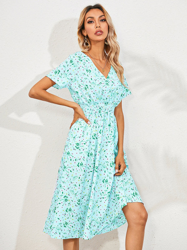 Casual Bohemian Print Square Neck Dress