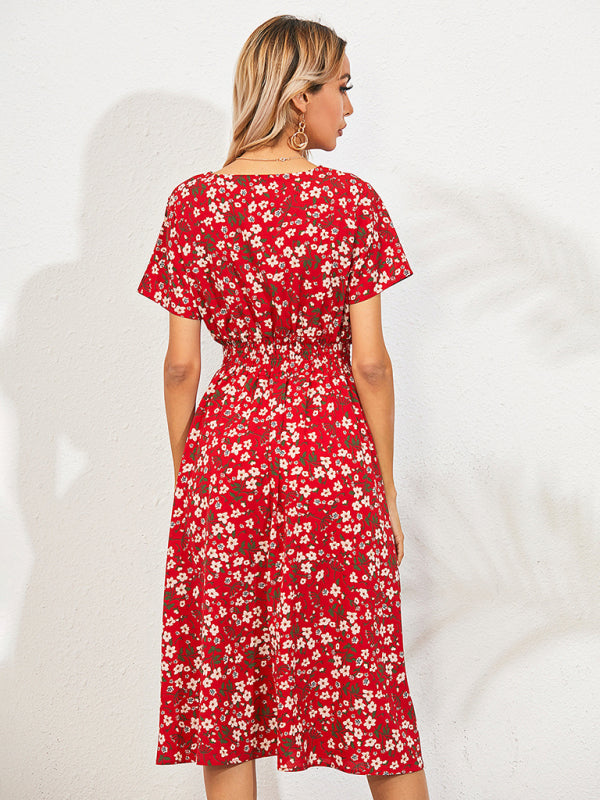 Casual Bohemian Print Square Neck Dress