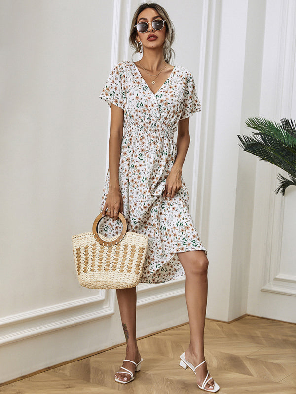Casual Bohemian Print Square Neck Dress