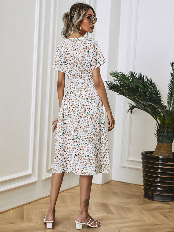 Casual Bohemian Print Square Neck Dress
