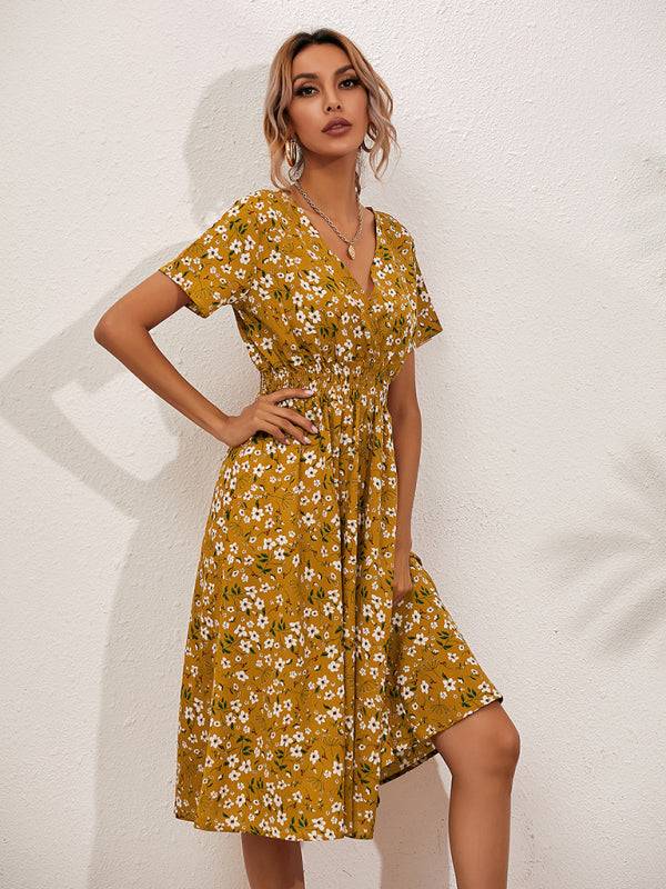 Casual Bohemian Print Square Neck Dress