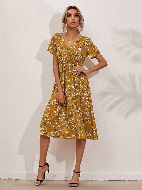 Casual Bohemian Print Square Neck Dress