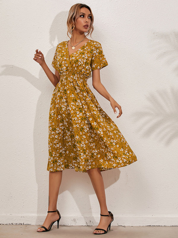 Casual Bohemian Print Square Neck Dress