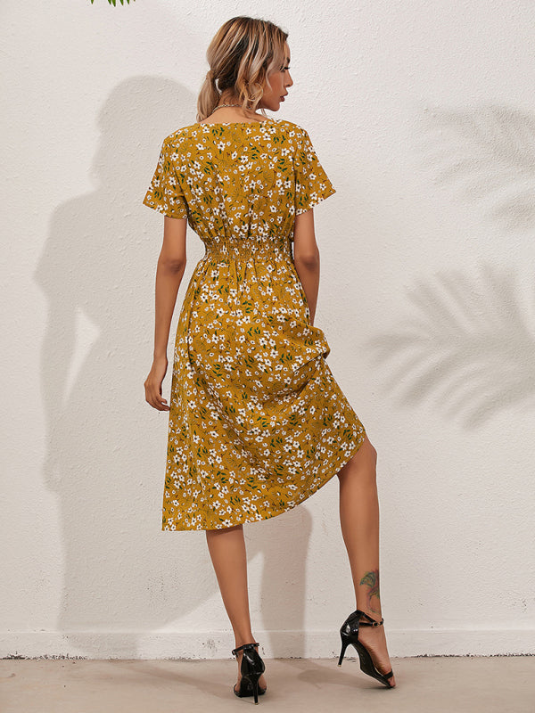Casual Bohemian Print Square Neck Dress