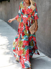 SwimwearCotton large flower beach blouse holiday sun protection shirt robe dress bikini blouse
