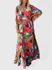 SwimwearCotton large flower beach blouse holiday sun protection shirt robe dress bikini blouse