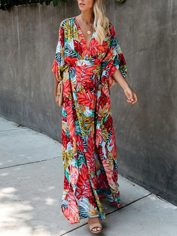 SwimwearCotton large flower beach blouse holiday sun protection shirt robe dress bikini blouse