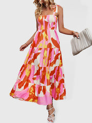 Spring/Sexy Backless Printed Sling Holiday Dress