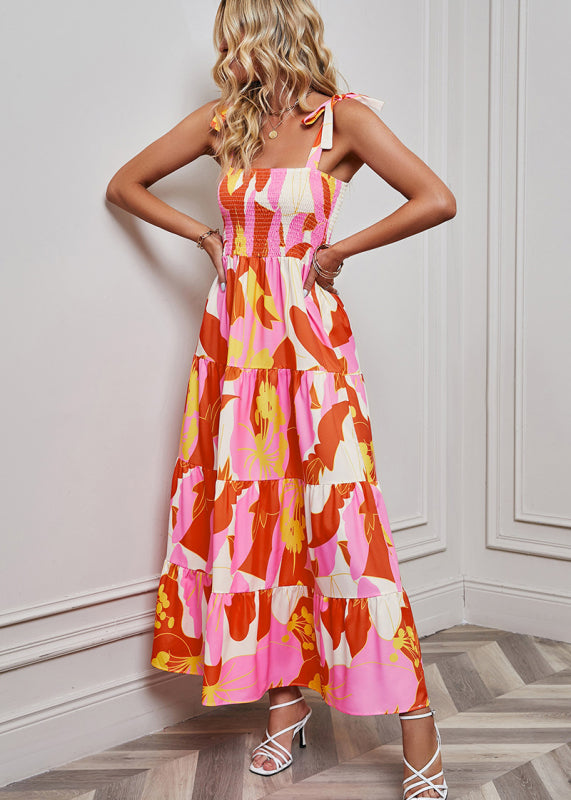 Spring/Sexy Backless Printed Sling Holiday Dress