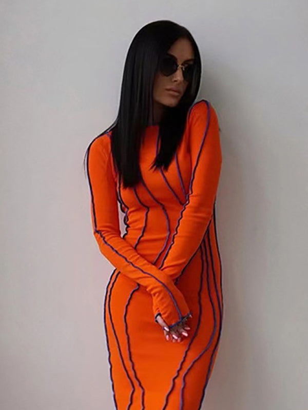 style small pit strip round neck reverse car edge dress