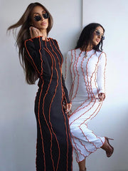 style small pit strip round neck reverse car edge dress