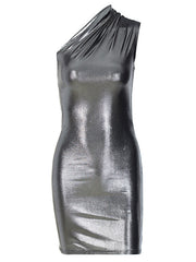 Sexy Slim Solid Color Slant Shoulder Sleeveless Hip Dress