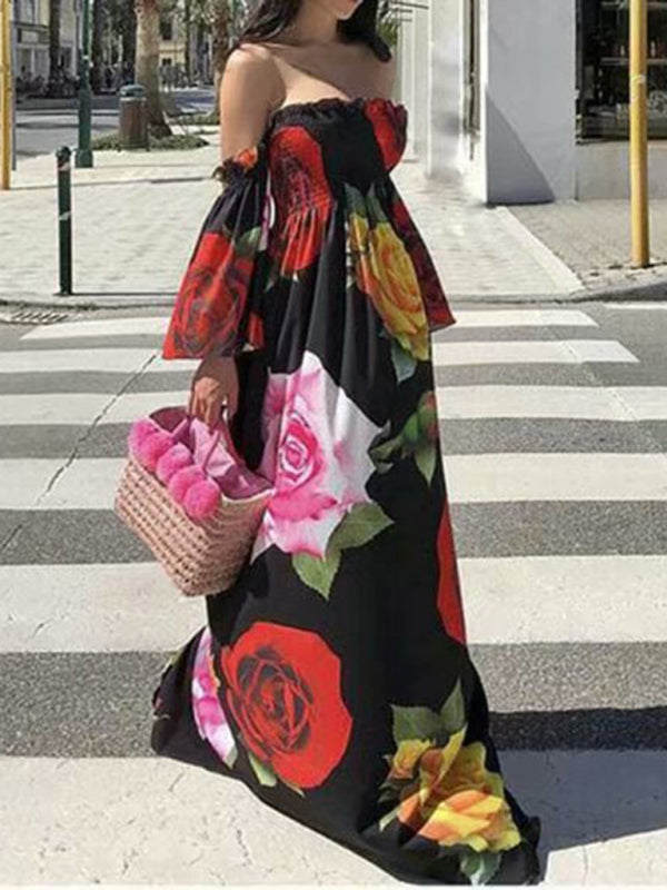 Sexy tube top digital printing dress