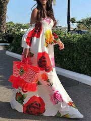 Sexy tube top digital printing dress