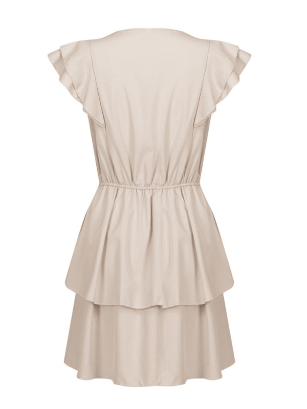 Loose Ruffle Short Sleeve Double Layer Dress