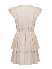 Loose Ruffle Short Sleeve Double Layer Dress