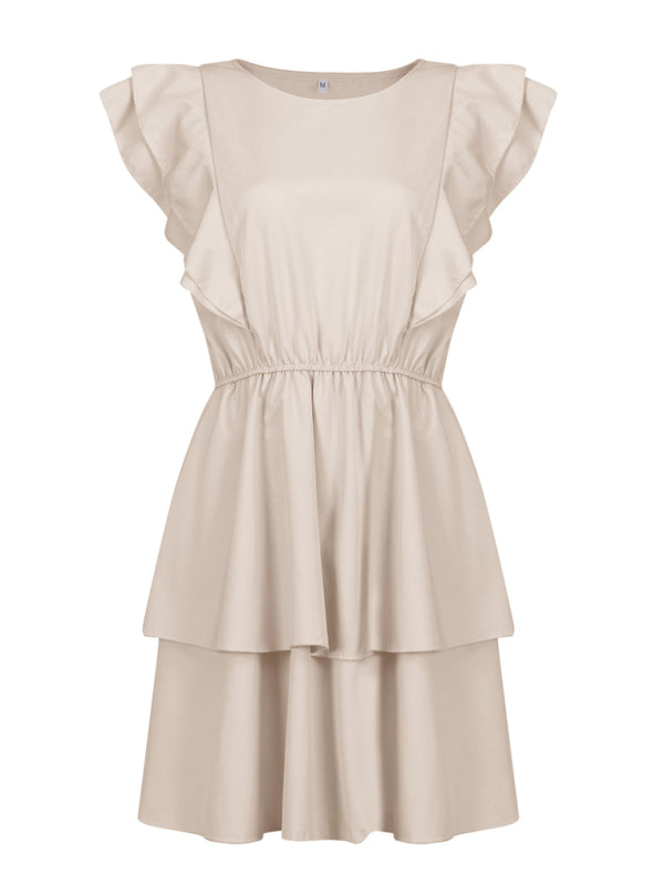 Loose Ruffle Short Sleeve Double Layer Dress