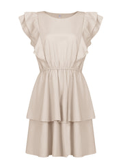 Loose Ruffle Short Sleeve Double Layer Dress