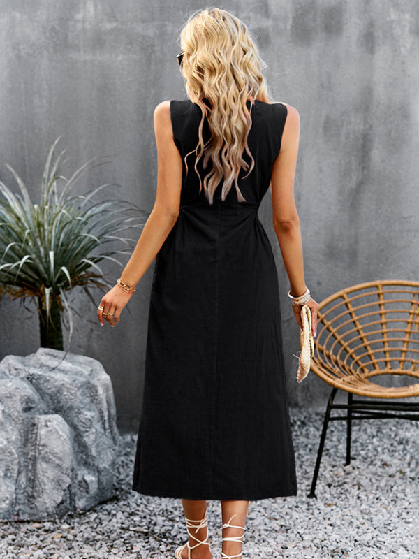Temperament Waistless Long Sleeveless Sundress