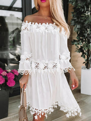 Elegant Holiday Strapless One Shoulder Lace Dress