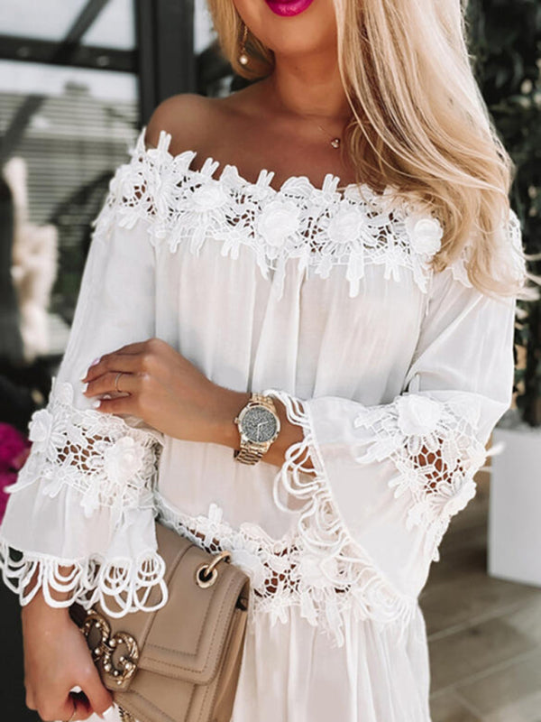 Elegant Holiday Strapless One Shoulder Lace Dress