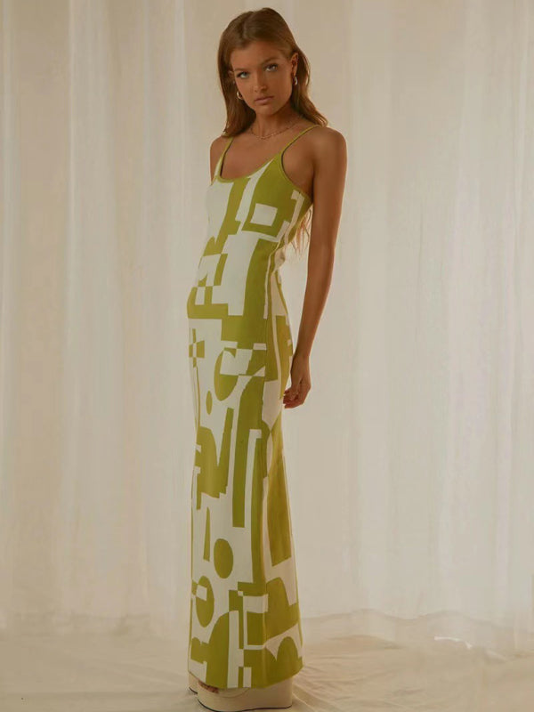 Sexy Wind Print Slim Slim Elegant Dress