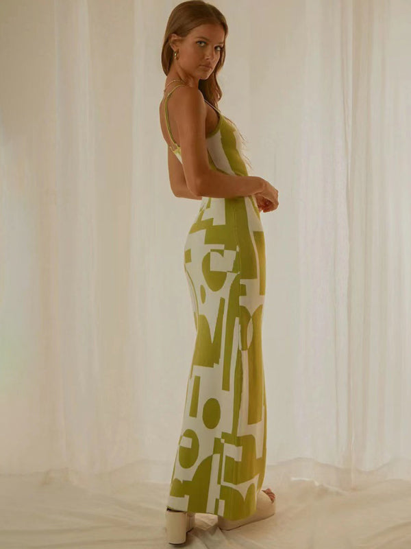 Sexy Wind Print Slim Slim Elegant Dress