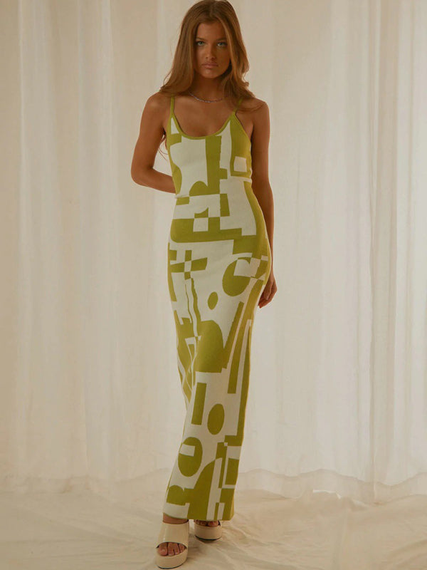 Sexy Wind Print Slim Slim Elegant Dress