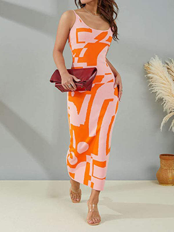 Sexy Wind Print Slim Slim Elegant Dress