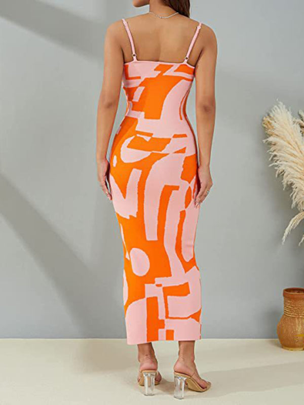 Sexy Wind Print Slim Slim Elegant Dress