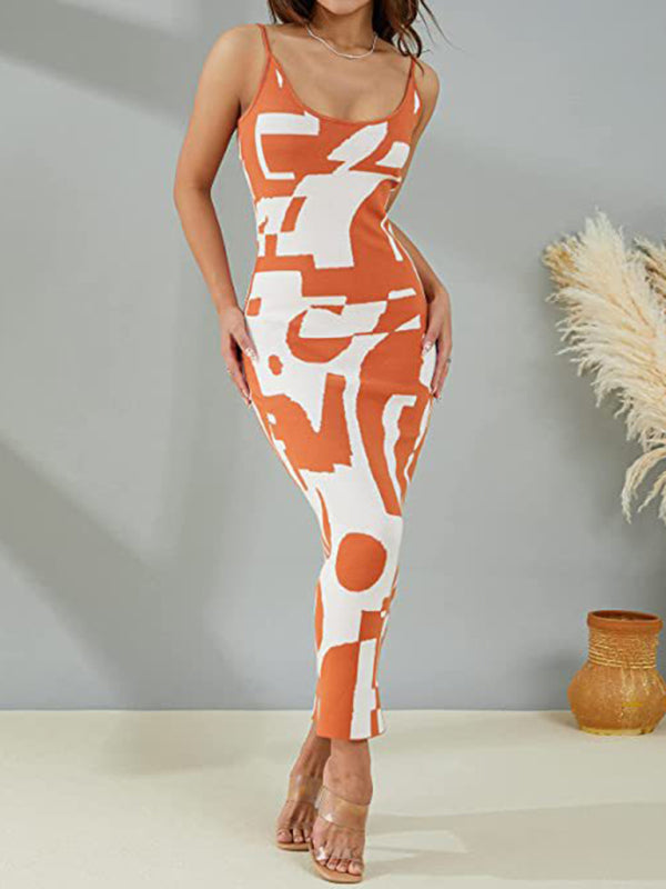 Sexy Wind Print Slim Slim Elegant Dress