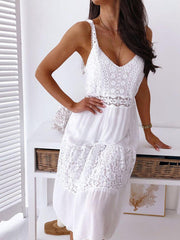 European and American sexy lace stitching suspender beach skirt dress