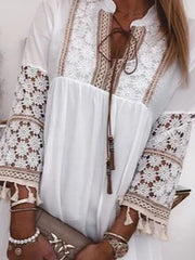 European and American lace mosaic dress
