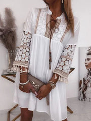 European and American lace mosaic dress