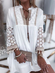 European and American lace mosaic dress