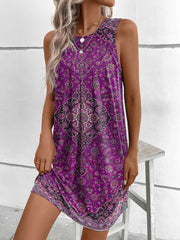 Women Boho Sleeveless Printed Ethnic Dress