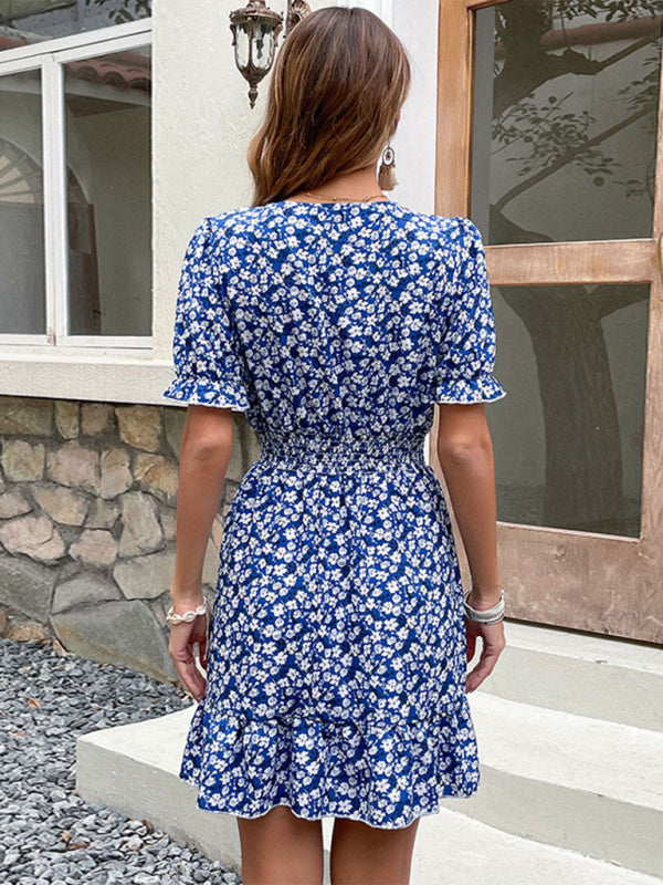 Ladies Casual Pullover Short Floral Dress