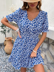Ladies Casual Pullover Short Floral Dress