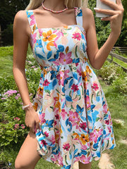 printed French style suspender skirt design sense floral dress