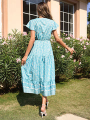 Ladies Casual Vacation Slim Mid Length Floral Dress